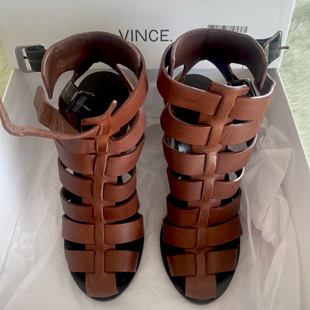 Vince Nicolette heeled sandal. Rich brown and size 7.5.
